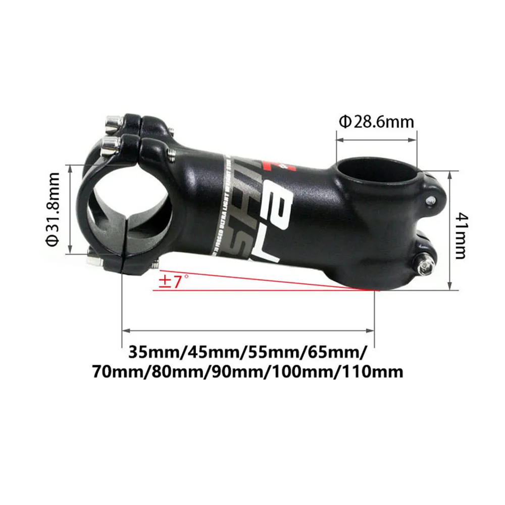 Bicycle Stem Mountain Road Bike Stem Ultralight Stem 31.8mm Handlebar Stem 7 Degree 35 45 55 60 65 70 80 90 100 110mm Bike Stem