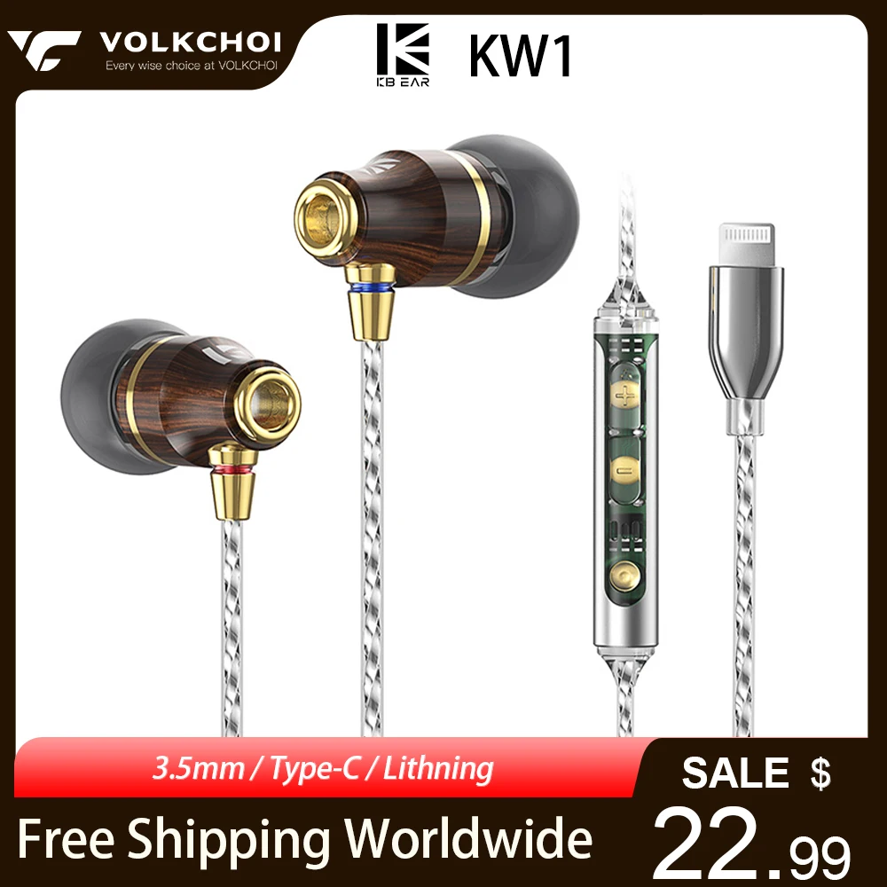 

KBEAR KW1 In-ear Earphones HiFi 6 Unit Dynamic Driver Stereo Subwoofer for iphone/ Android with Microphone HiFi Earphones