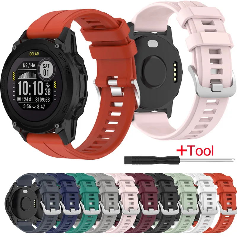 Garmin Descent G1 Solar letel용 실리콘 스포츠 스트랩, Garmin Fenix7 교체 시계 밴드, 도구 포함 팔찌, 22mm