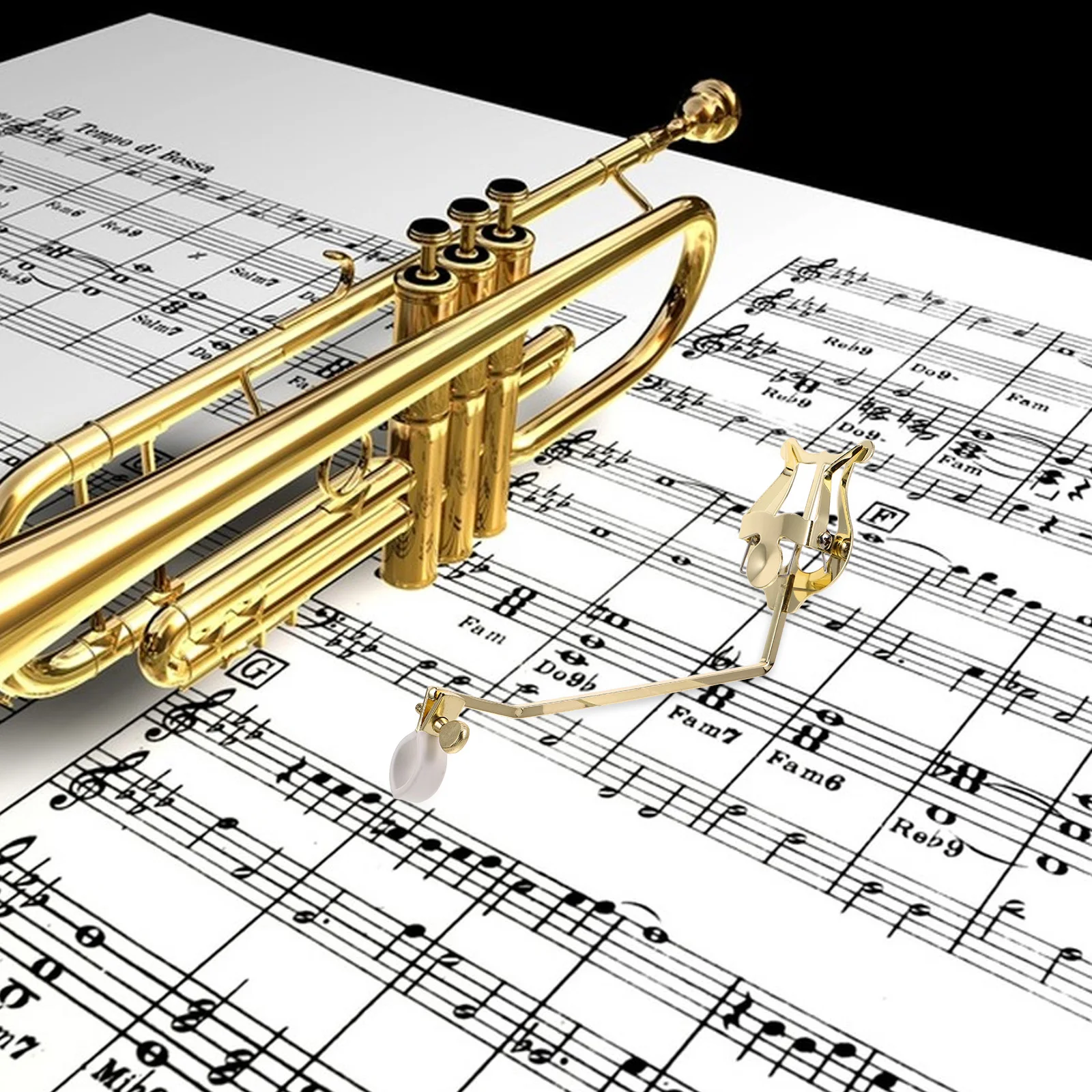 Klip Musik French Horn Desain Ringan dan Kompak Untuk Band Marching Pegangan Aman Dapat Disesuaikan Finishing Emas Klarinet Lyre