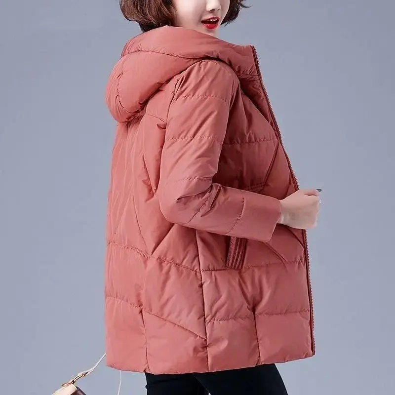 Winter Warm Big Size 4xl Hooded Parkas Coats Women Loose Mid Length Down Cotton Overcoats Thicken Snow Wear Jackets