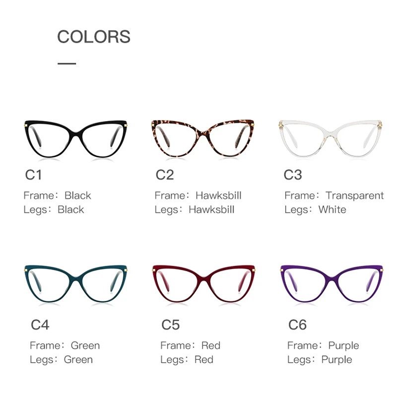 VCKA Anti Blue Light Cat Eye Myopia Glasses Frames High Quality Fashion Women Custom Prescription  Vintage Eyewear -0.50 TO -10
