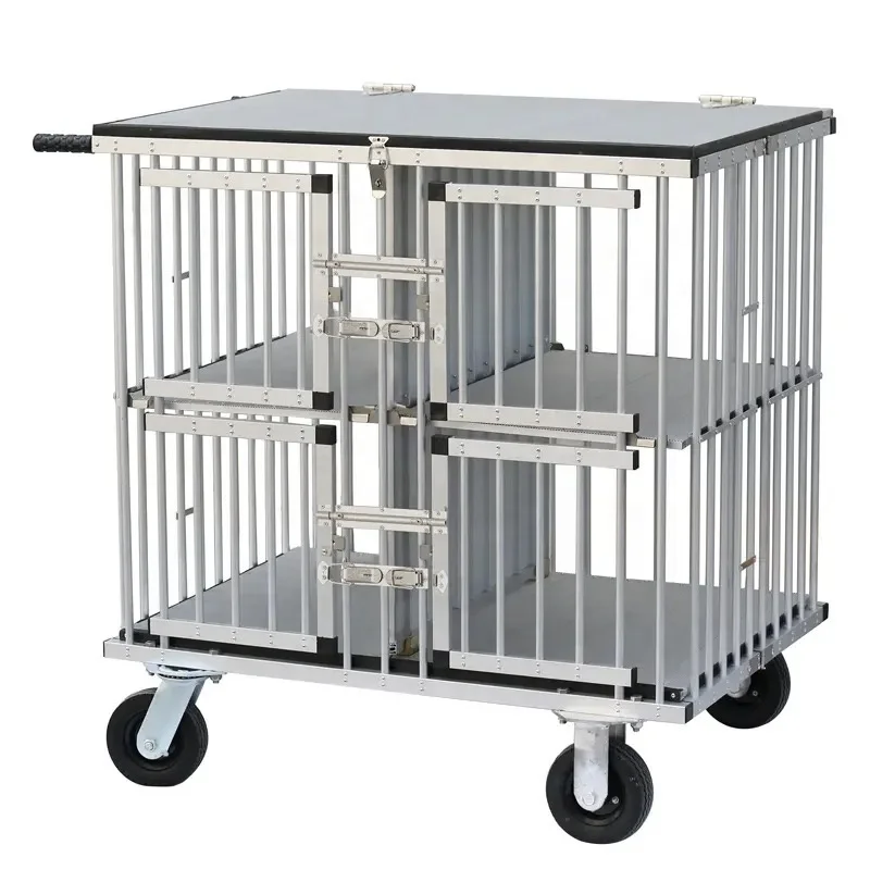 Wholesale Large Size Aluminum Dog Trolley Pet Show Trolley Portable Pet Stroller Dog Show Cage