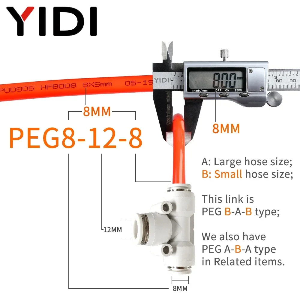 5 10 pcs PEG 4mm 6mm Air Hose Tube Reducing Tee Fitting Pneumatic Connection 8mm 10mm 12MM Pipe Quick Release Fittings Connector