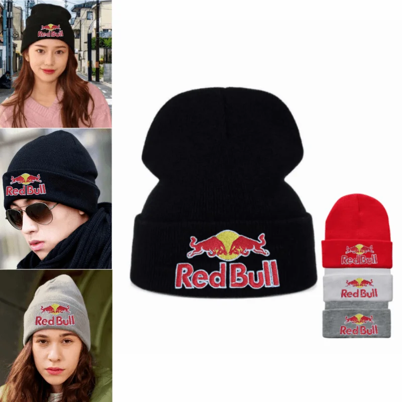 1PC Fashion Luxury  Red Bull sports hat Red Bull Beanie Hat for Men and Women Autumn/Winter Street Fashion Stretch Hip Hop Cap