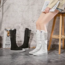 Tenis 운동화 Botas Mujer New Personality Women Canvas Boot Rivet Shoe Punk High-top Platform Boot Comfortable Vulcanized Sneakers