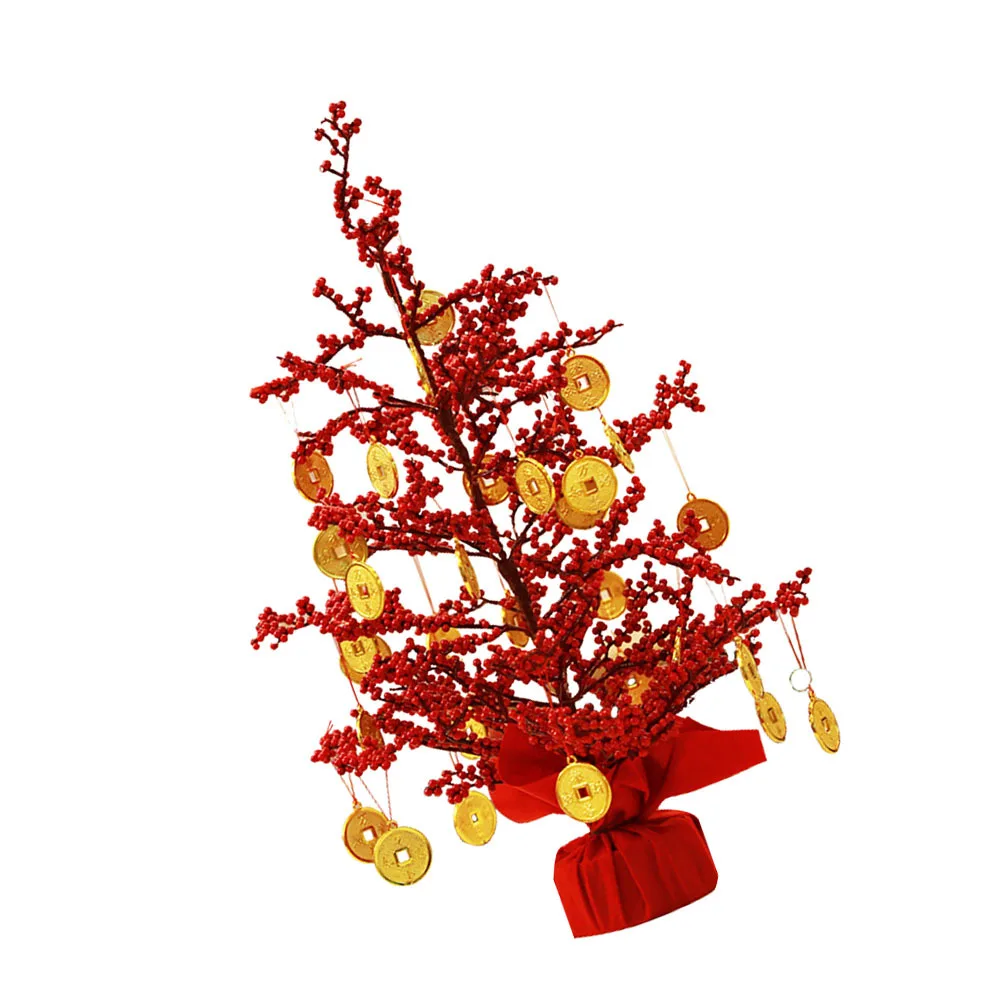 

1pc Simulated Prayer Fortune Tree Desktop Decor For Home Office Tabletop Spring Festival Decoration New Year Ornament Money Tree