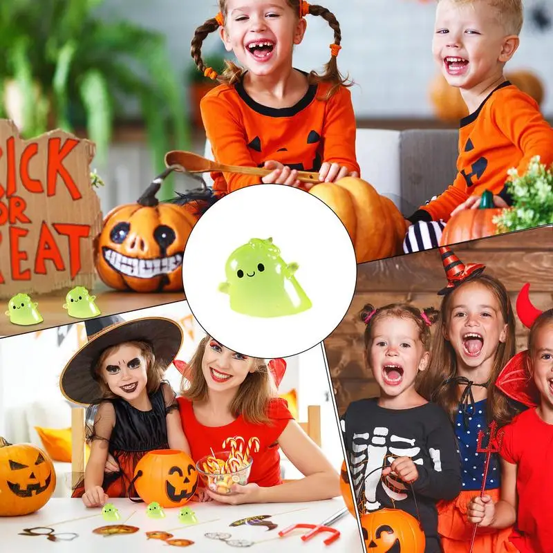 Tiny Pumpkin Decor Lighted Devil Resin Figurines Small Halloween Cute Pumpkin Desktop Decoration For Children Bedside Table