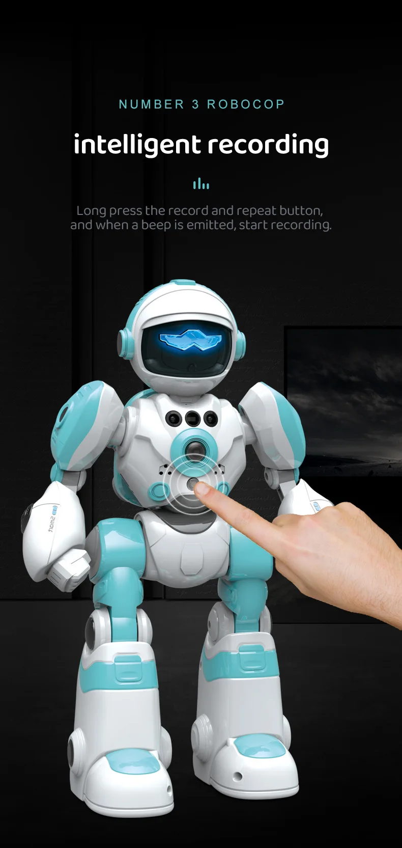 Smart Kids Robot Interactive Intelligent Robo for Kids Robotics Music Dance Record Repeat Touch Gesture Control Toys for Boys Children Christmas Gifts Ship from US Warehouse Fast Delivery