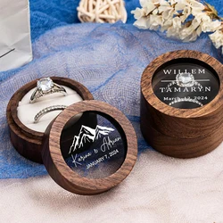 1PCS Free Custom Name Wooden Wedding Engagement Ring Box Wood Free  Engraved Ring Box, Double Slots Ring Box Wood Proposal Boxs