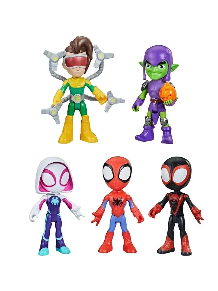 Spider-Man i jego niesamowici przyjaciele - zestaw ulepszonych kostiumów, 5 figurek akcji z PVC, kolekcjonerski model, zabawka, prezent — 2