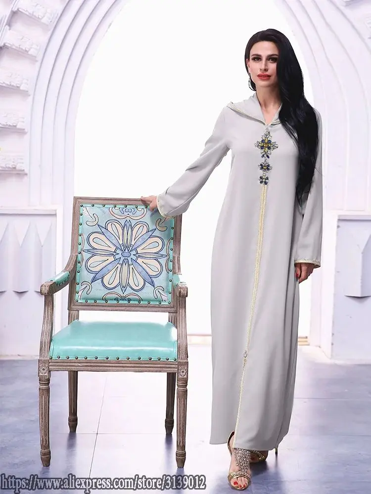 Ramadan Gray S Size Abaya Damen Dubai Luxury Islam Muslim African Dresses For Women Kebaya Kaftan Morocco Robe Musulmane Femme