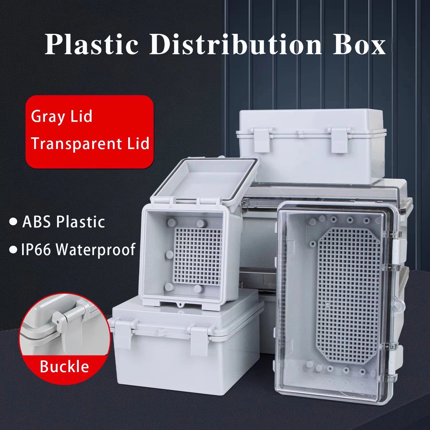Weatherproof Junction Box Electricity Connections Box Project Gray/Transparent Cover Battery Compartment Electronic Enclosure