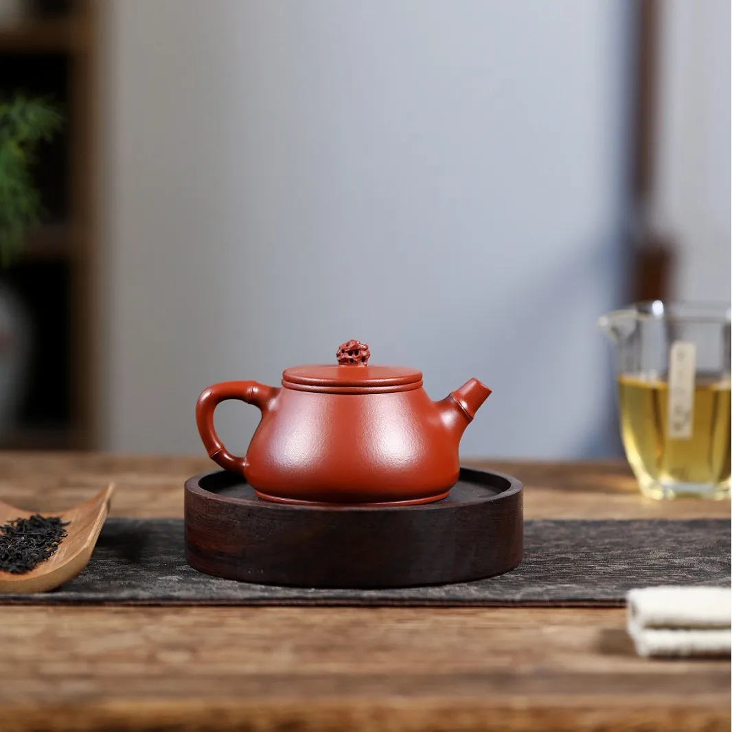 Yixing Exquisite Carved Tea Pot Made From Original Mineral Zhuni Clay Creative Taihu Stone Teapot Handmade Purple Clay Teapot