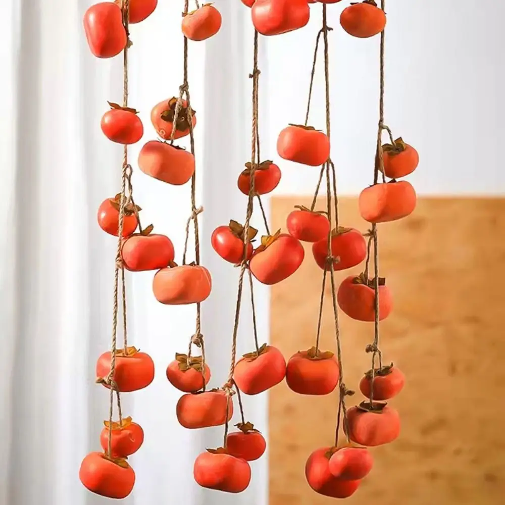 Artificial Persimmon String Simulation Fruits Wall Hanging Happy New Year Party Supplies Photo Props Wedding Ornament DIY Gift