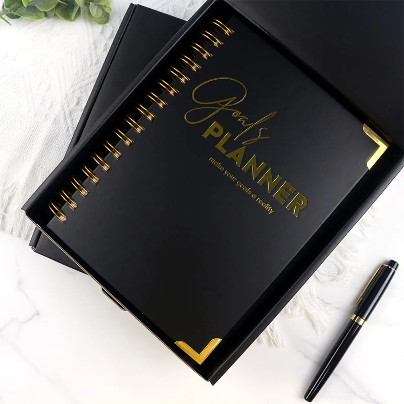 Black Faux Leather Magnetic Diary, Business Office Notebook Set, brindes promocionais, OEM, A5 Jornal, personalizado