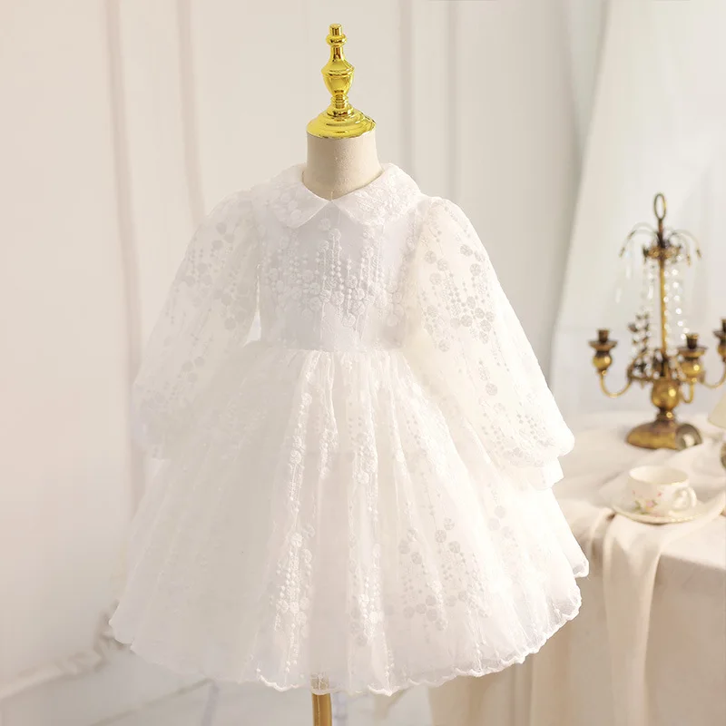 

Baby Girl Princess Lace Tutu Dress Toddler Teen Child Long Sleeve Tulle Vestido Wedding Birthday Party Autumn Baby Clothes 1-14Y