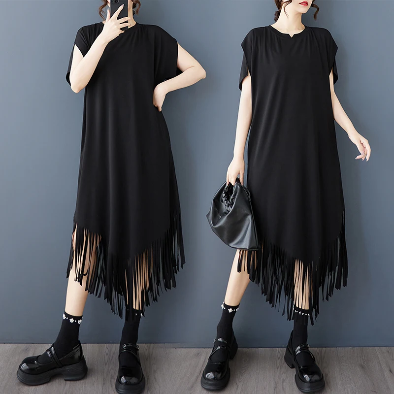 Été nouveau Design de gland fait à la main ample Midi Dr k Sle Simple minceur coton mélange décontracté Sle femmes Dr