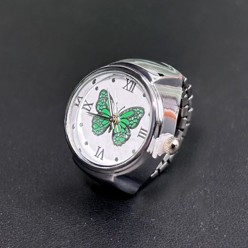 Schmetterling Multi-farbe Ring Uhr Edelstahl Legierung Männer Frauen Einfache Atmosphärische Vielseitige Mode Ring Schmuck Party Geschenke – Detail 1