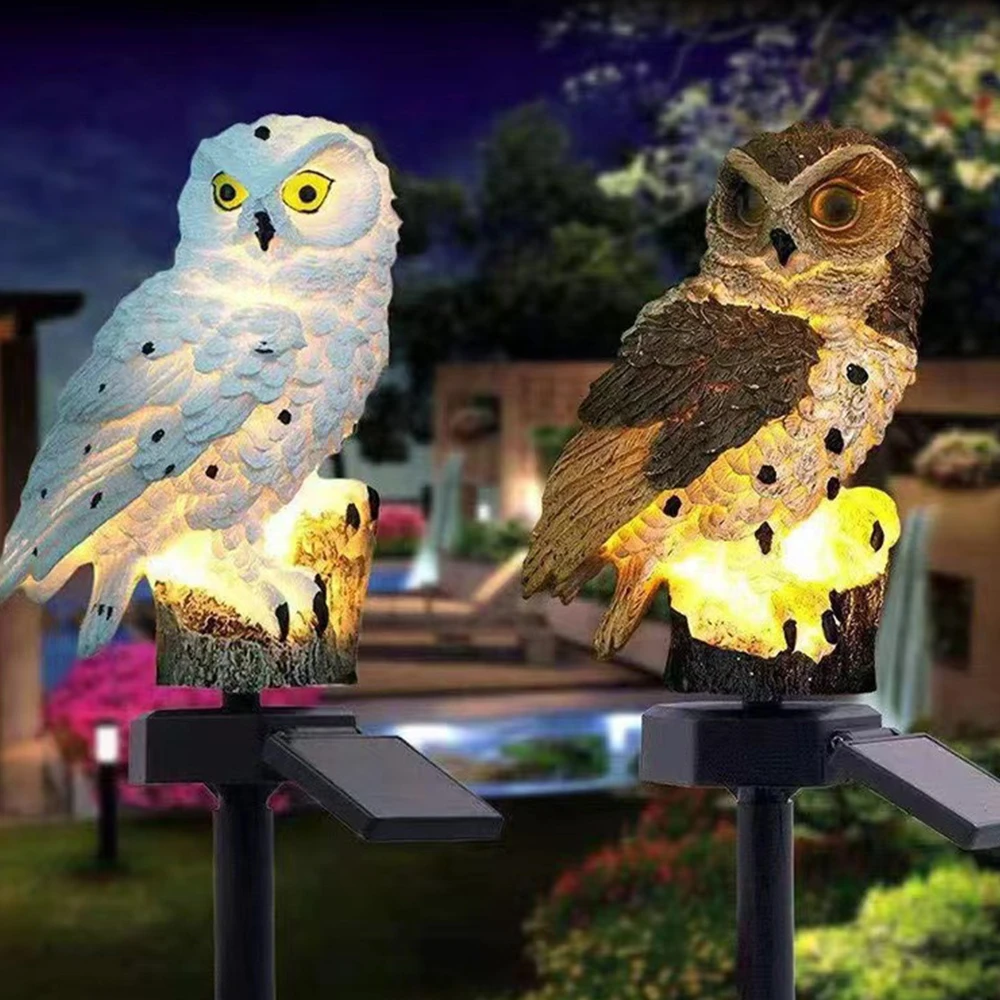 Solar Lamp Owl Simulation Animal Solar Garden Lights with Stake Waterproof Outdoor Lawn Ground Lamp for Flower Fence Lawn Decor