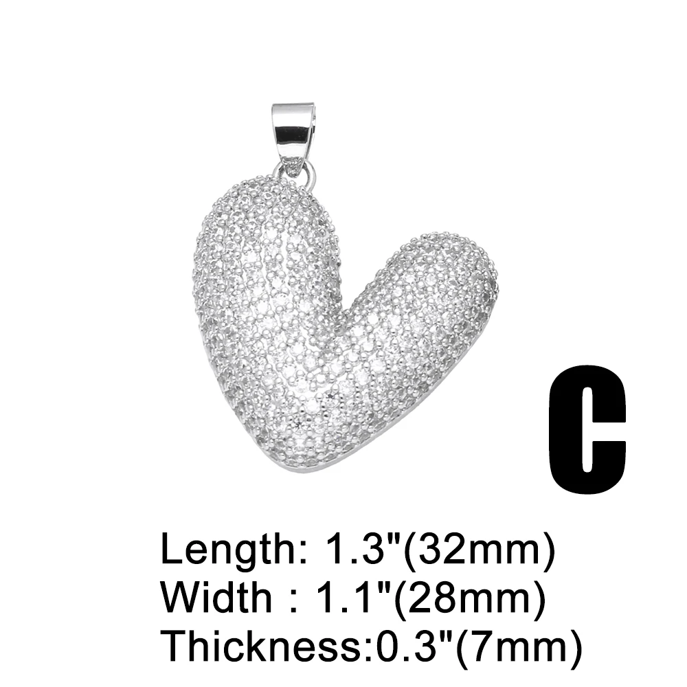 OCESRIO Fashion White Crystal Silver Color Heart Pendant for Necklaces Copper Gold Plated Jewelry Making Supplies pdtb658