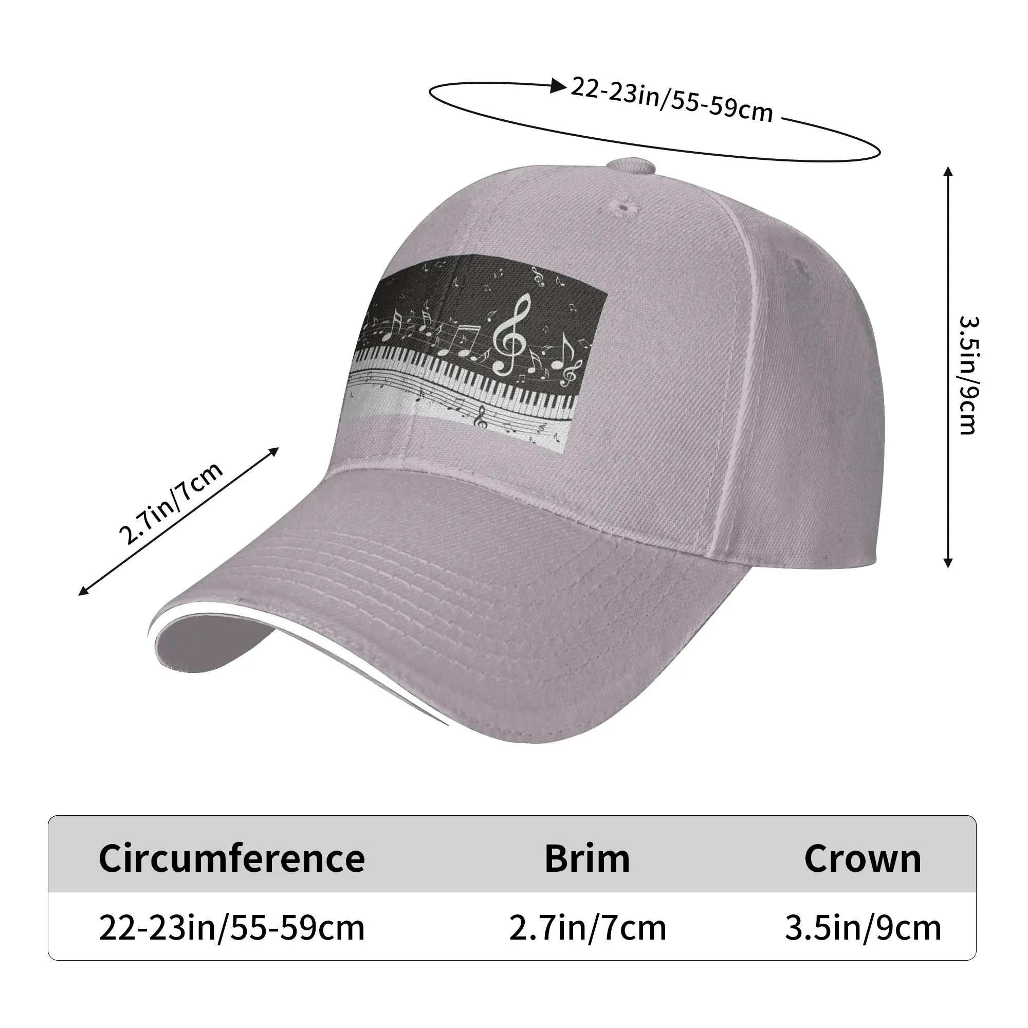 Golden Musical Notes Piano Keyboard Cap Casual Baseball Caps Adjustable Hat Hip Hop Summer Unisex Baseball Hats Customizable