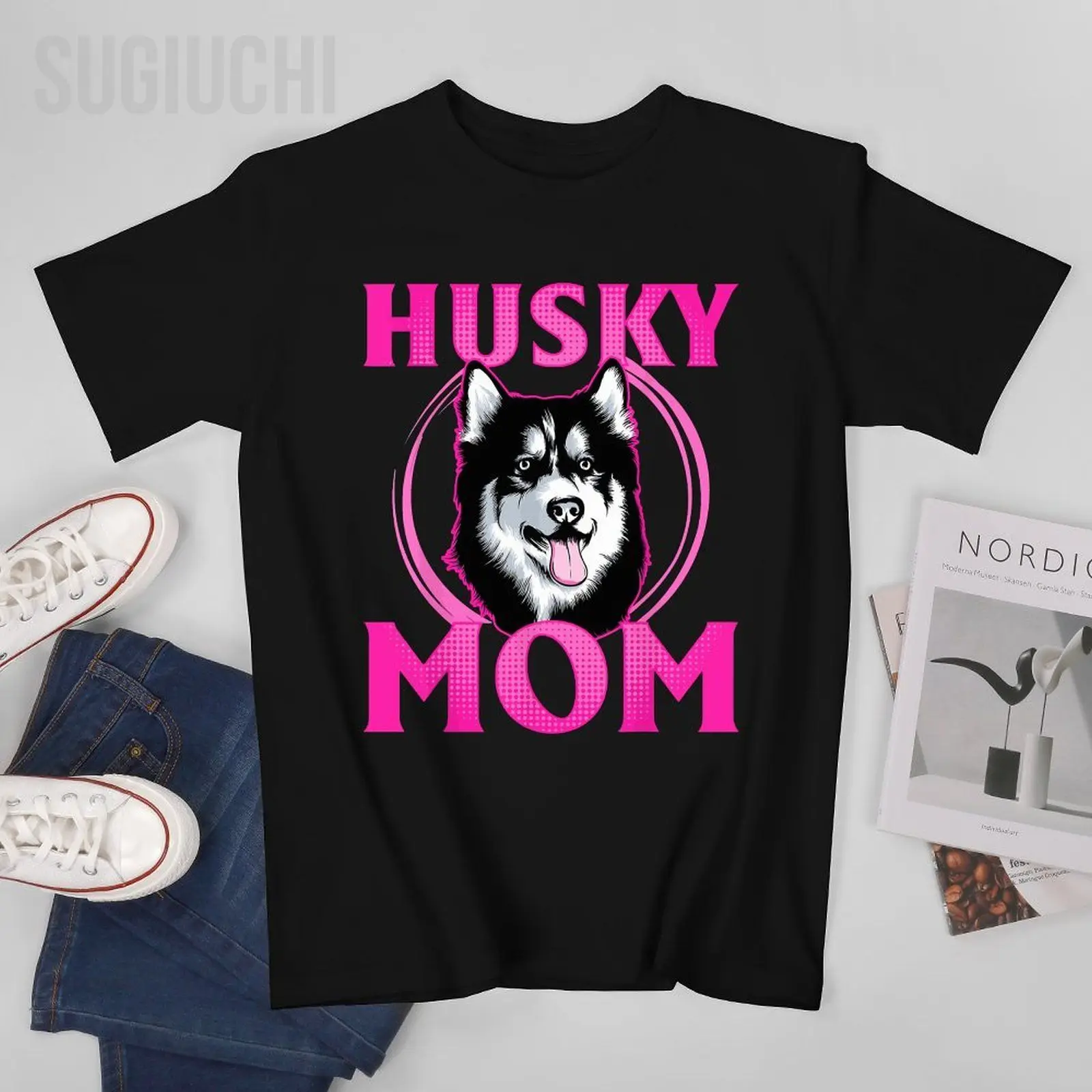 Unisex Men Siberian Husky Dog Husky Mom Tshirt Tees T Shirts Women Boys 100% Cotton T-Shirt