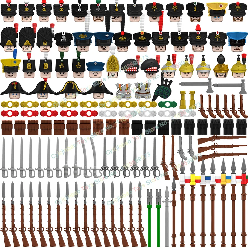 Guerres napoléoniennes britanniques français Fusilier Dragoon blocs de construction figurines d'action accessoires tête arme enfant jouets N001-048