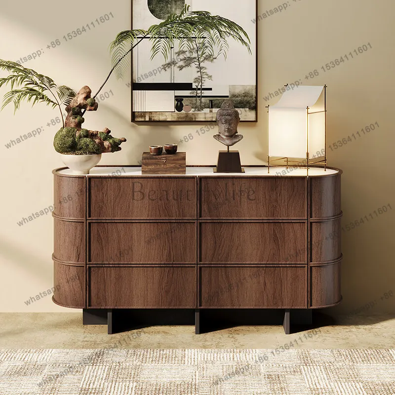 

Medieval walnut six-chest cabinet small apartment bedroom bedside household storage side cabinet