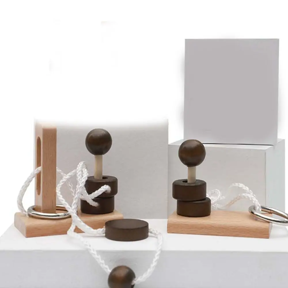 Lustiges 3D-Fädelseil, Schleifenpuzzle aus Holz, Denkaufgabe, intelligentes IQ-Spiel, Kongming-Schloss, Geschenke