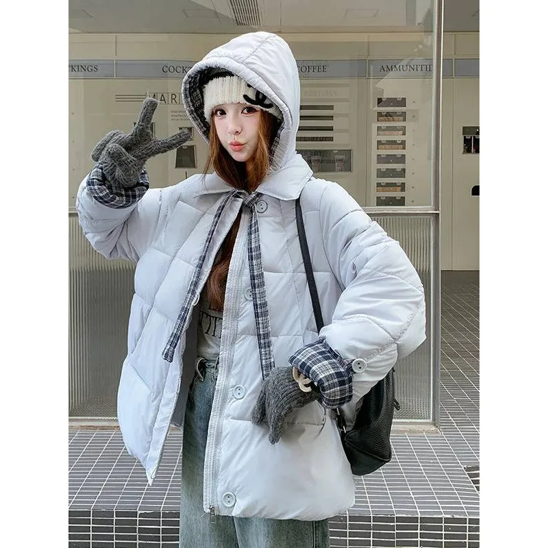 

Versatile Winter Down Cotton Women's Plus Size Hooded Coat Trendy Long Pure Color Commute