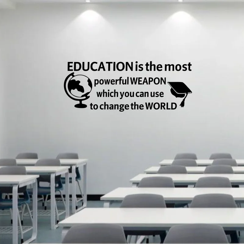 Inspirational Wall Decal Quote Education Is The Most Powerful Weapon Removable Vinyl Wall Decals for Classroom School Decor #33