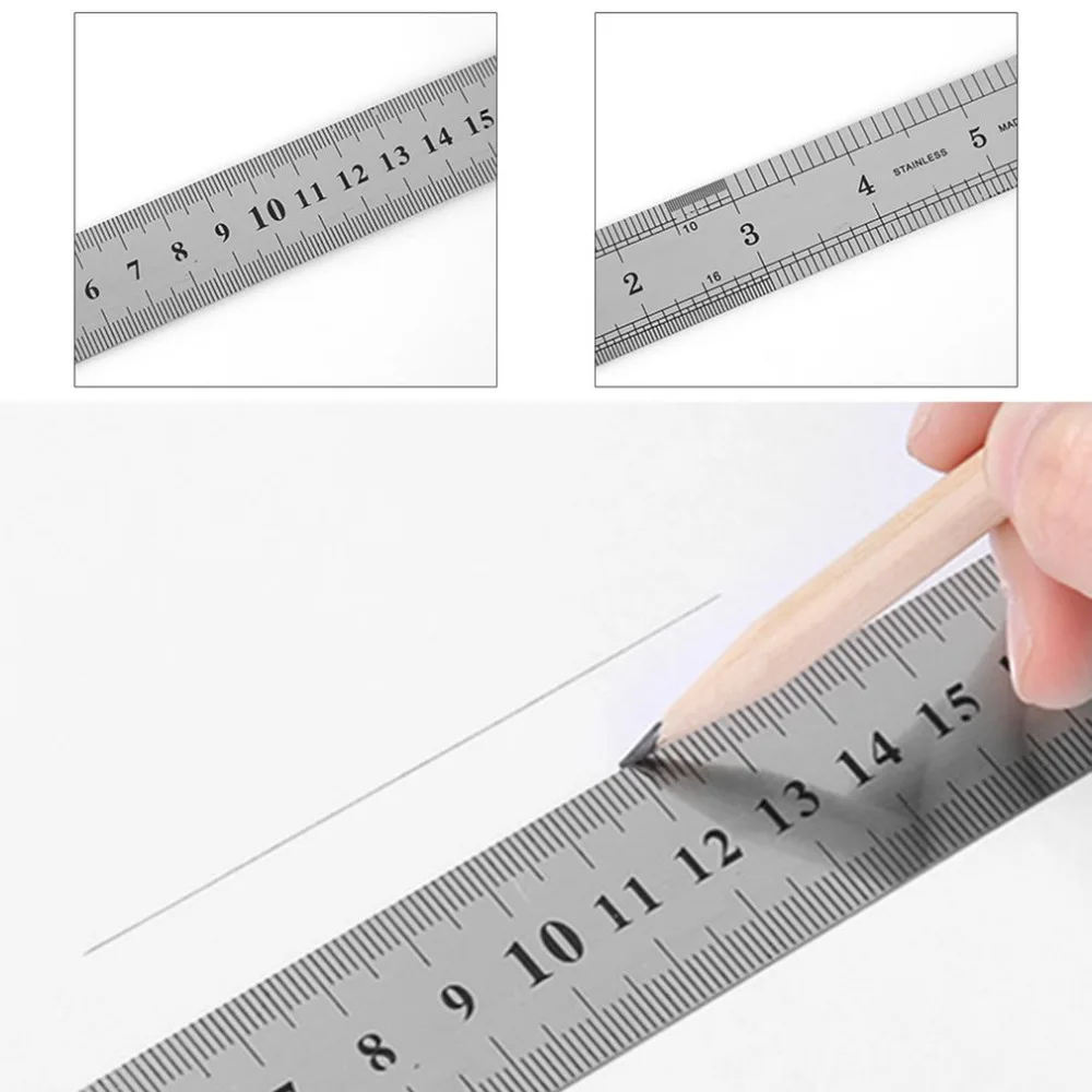 Stainless Steel Metal Ruler 30CM Straight Ruler Measurement Double Sided for Sewing Foot Sewing & School Stationery
