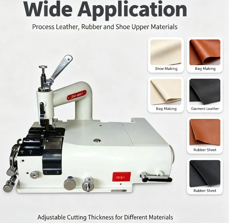 ZH-801 Industrial Leather Skiving Machine | Circular Knife Edge Thinning Peeling Equipment for Leather Goods