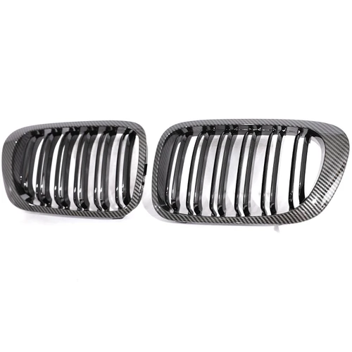 Imagen 2 del producto Rejilla de parrilla doble individual de Color M con estampado de fibra de carbono para 3 Series E46 Coupe Cabriolet 1998-2003 Pre-Facelift y M3 2000-2007
