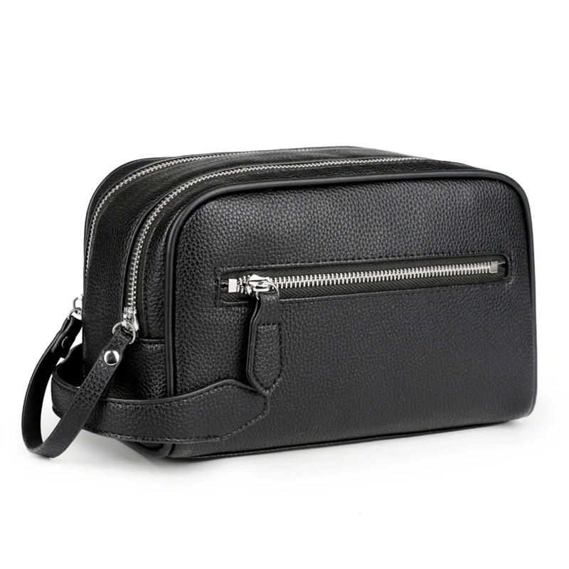 New Design Man's Day Clutch Big Capacity Long Wallet High Quality Male Business Handbag Double-Zip Soft Leather Purse