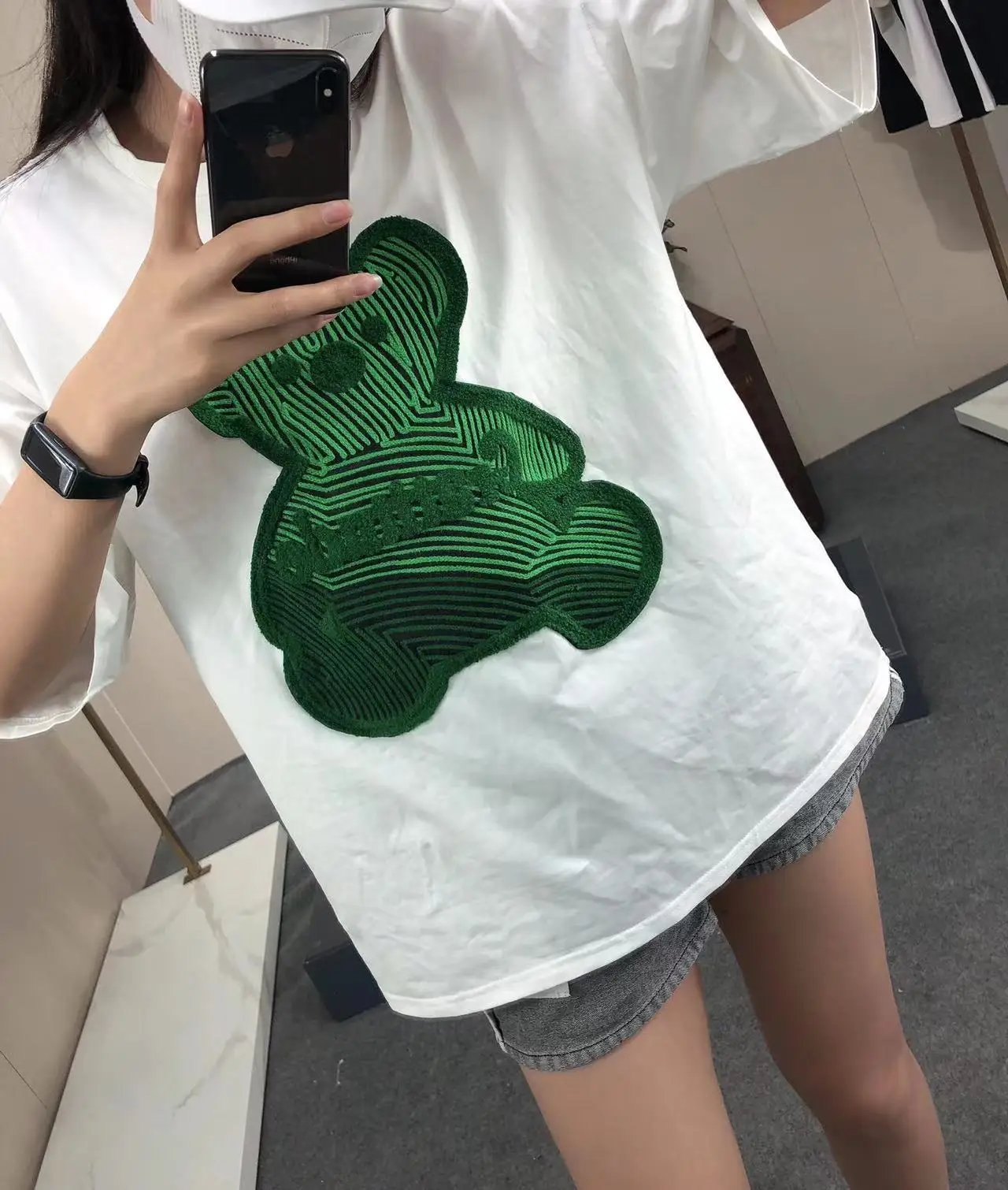 Women's Summer New All-match Classic Cartoon Bear Patch Top T-Shirt