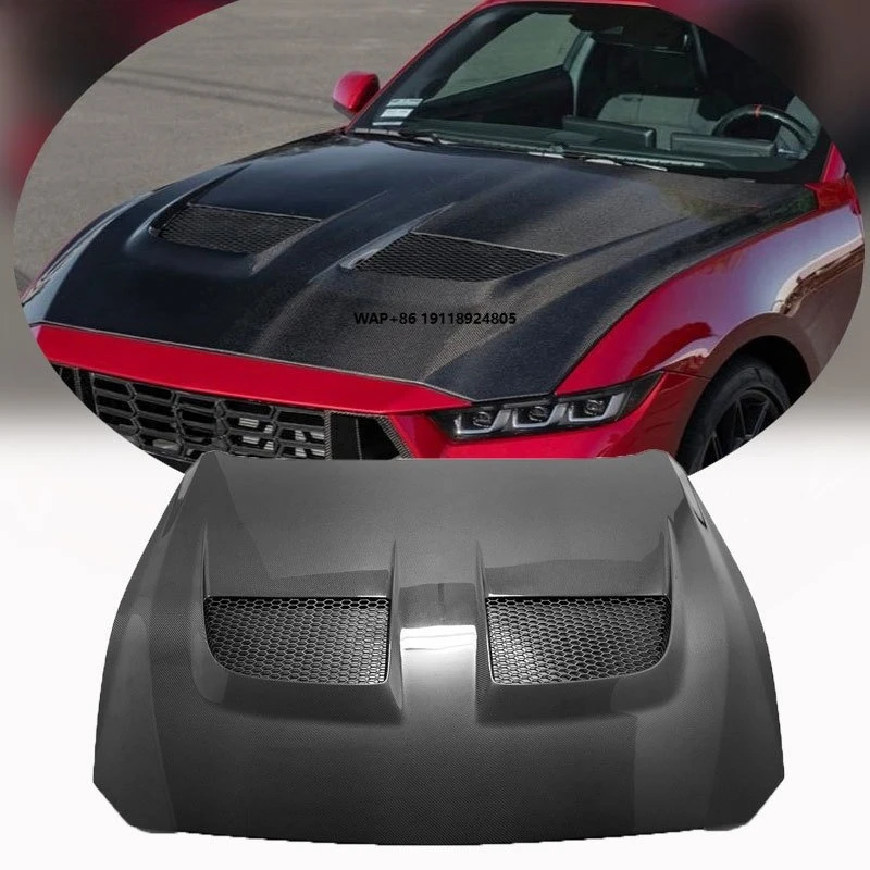 

New Carbon Fiber Hood Bonnet for Mustang GTD 2024-2025 Bolt-On White Hood Cover
