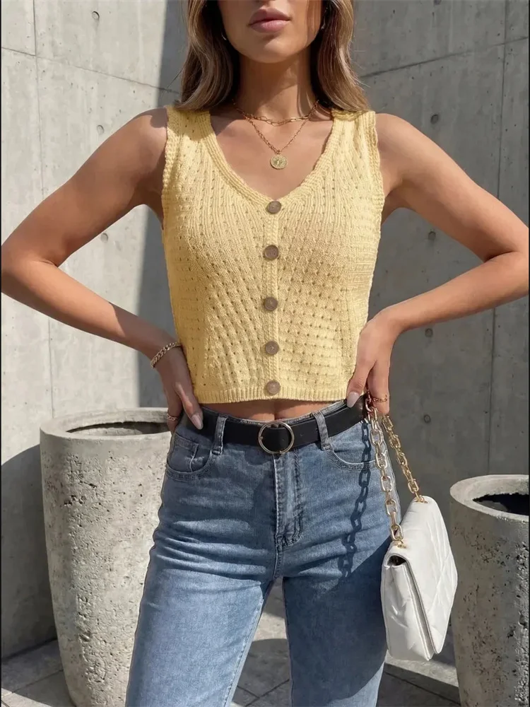 Tossy Casual Hollow Out Knit Cardigan Sweaters Women's V-Neck Loose High Waist See-Through Beach Coat Female Knitwear Cardigan