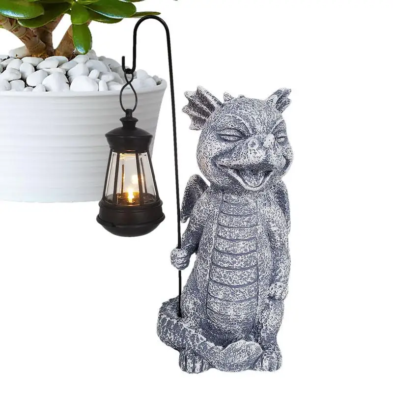 Solar Light Garden Statue Dinosaur Resin Crafts Unique Garden Decorative Lights Patio Yard Ornaments Outdoor Sculptures