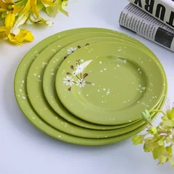 A5 Miamine Porcelain Green Feverfew Commercial Fall Durable Plastic Cutlery Bowl Dish Spoon Set