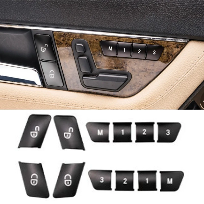 12Pcs Car Door Seat Memory Lock Switch Buttons Stickers Cover Trim for C E Class CLA GLA GLS ML