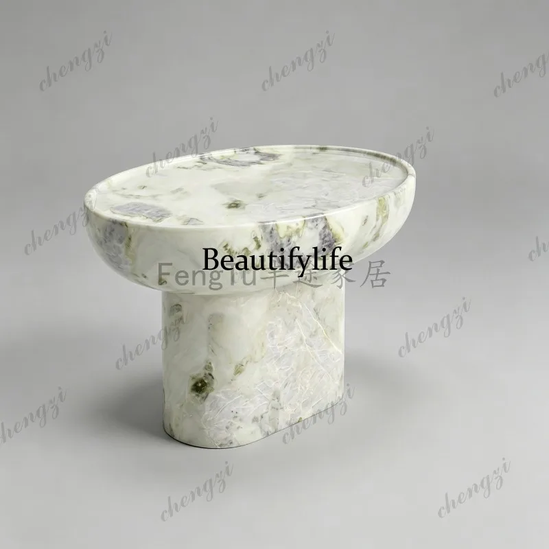 Italian minimalist natural marble oval edge table living room designer edge table corner table