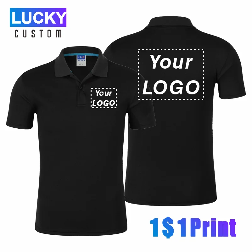 Quick Dry Sports Polo Shirt T-Shirt Custom Logo Print/Embroidery Design Company Brand Breathable Lapel Short Sleeve Top 4XL