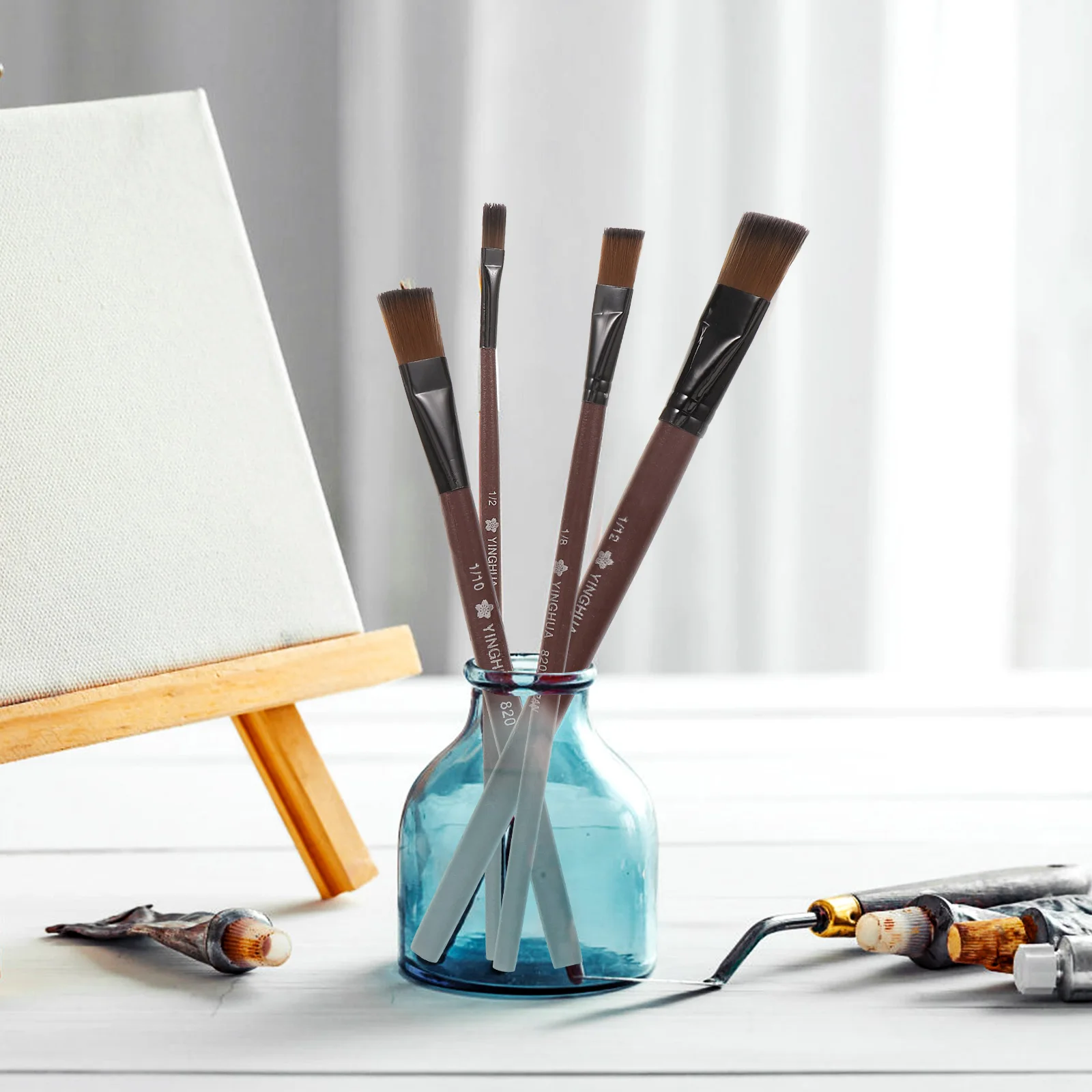 

6Pcs Weasel Hair Paint Brush Set Professional Flat Watercolor Oil Gouache Painting Supplies School Artist Tools Water Absorption