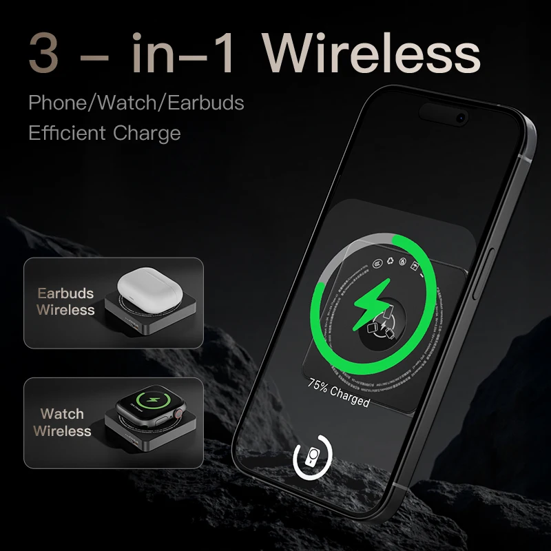 Mini 3-In-1 Powerbank For MagSafe Magnetic Wireless Power Banks Portable Fast Charging External Battery For iPhone 17 iWatch 10 - Detail 1