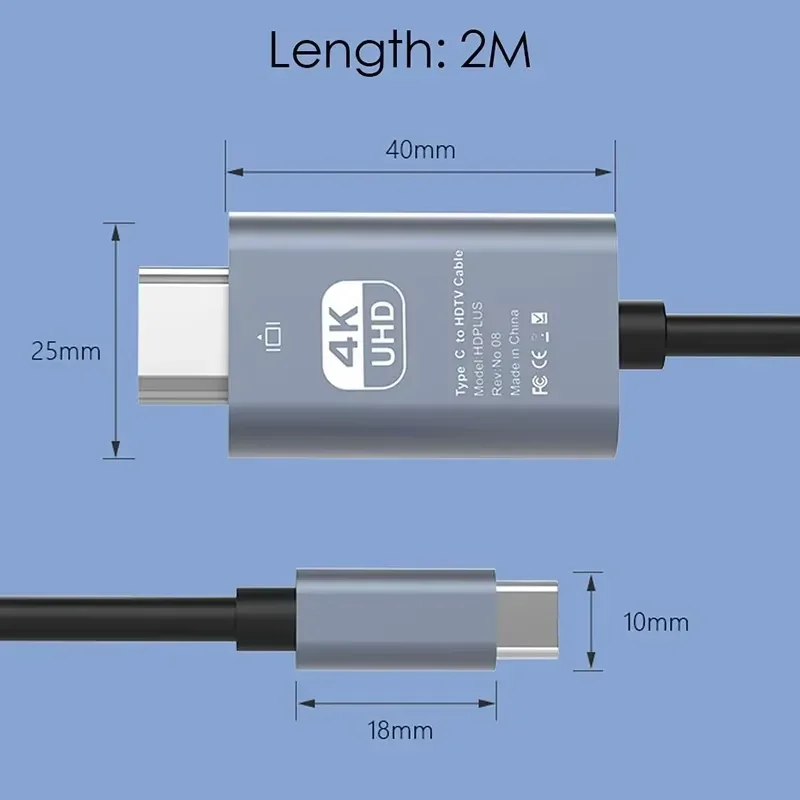 KEBIDUMEI 4K@60Hz Type-C to HD Display Converter Cable Portable Video Output Adapter for All Type-C Interface Devices Laptop Pad view 6