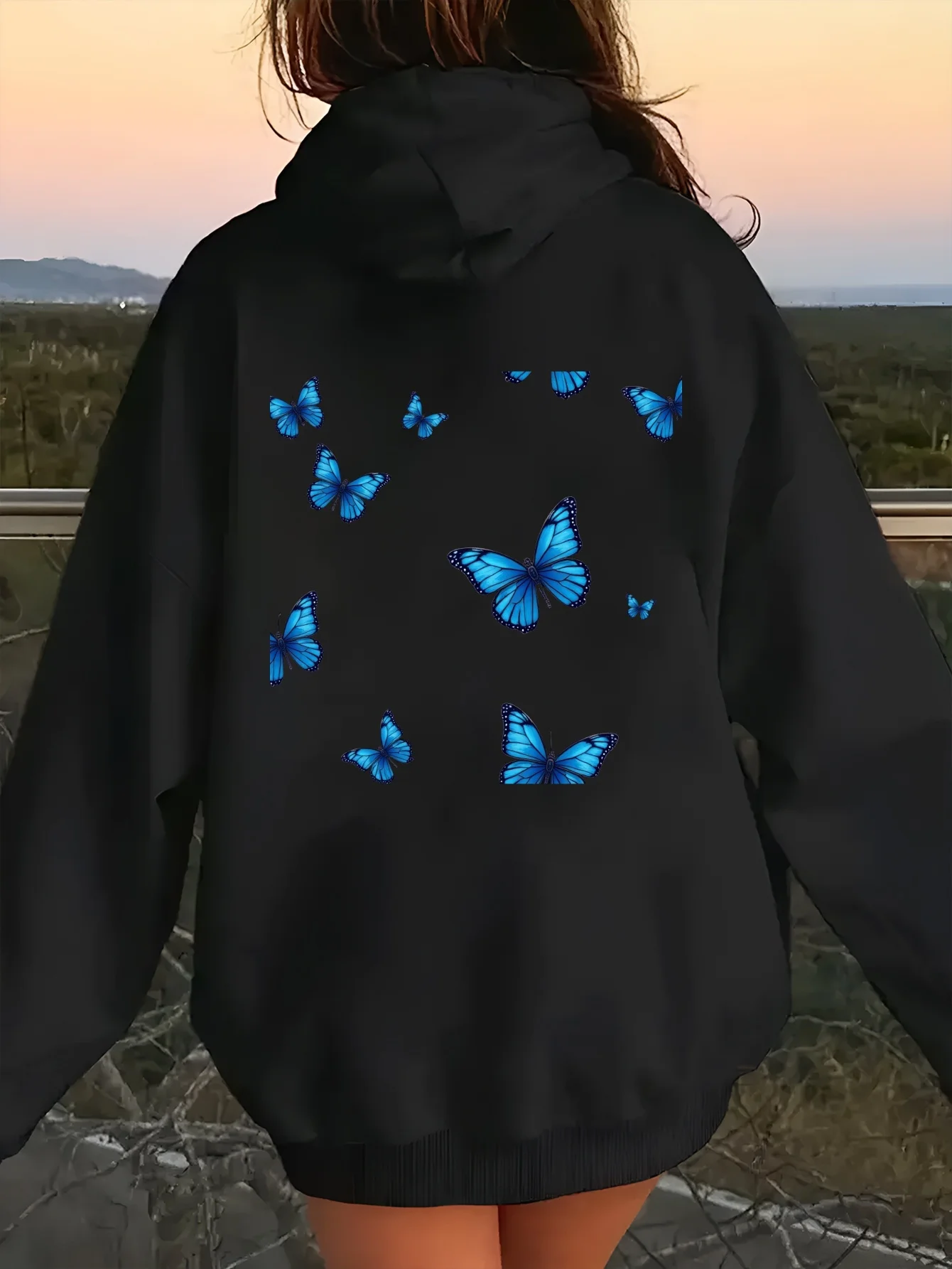 

Butterflies Graphic Printing Autumn and Winter Cotton Men's and Women's Hoodies Outdoor Street Sports Training Brand Trend