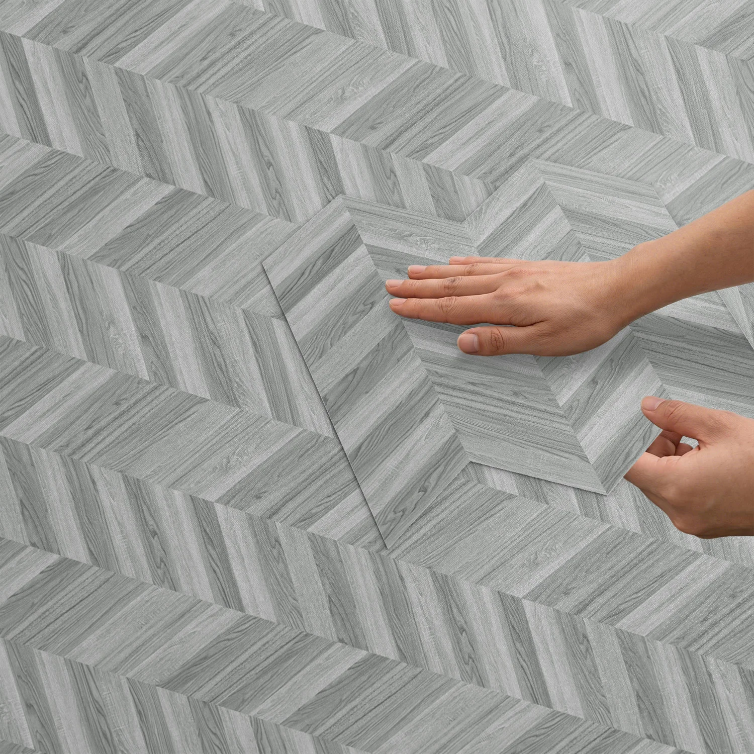 Herringbone Wood Pattern Peel and Stick Floor Tile 30cm Waterproof Removable Decor Sticker for Kitchen Bathroom Renovation