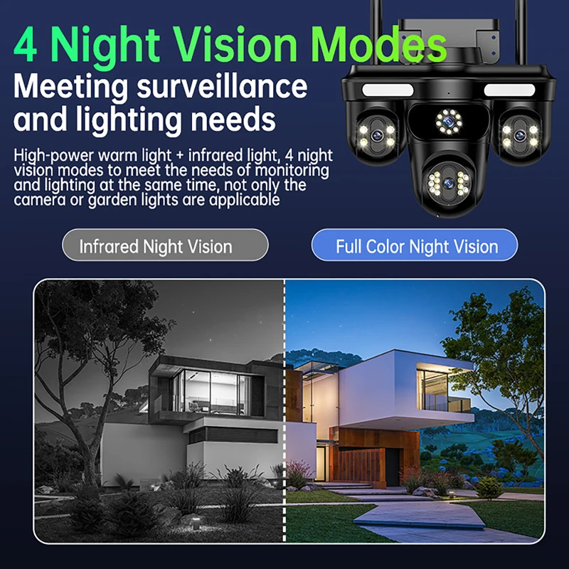 12MP HD Wifi PTZ Camera Outdoor Triple Lens Three Screen AI Auto Tracking IP Camera CCTV Audio Video Surveillance Cam